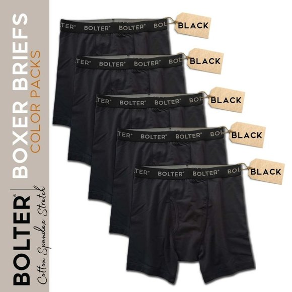 5-Pack Men's Boxer Briefs Cotton Spandex Stretch S-4X 8001 Black New NWB - Picture 5 of 5